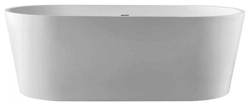 Mia Acrylic Double Ended Freestanding Tub, White / Gun Metal Drain, 47 Inch