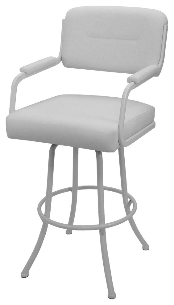 Swivel Counter Metal Bar Stool, White Vinyl - White, 34"