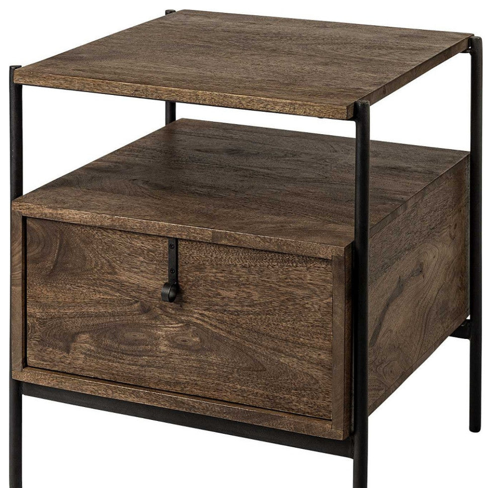 24" Brown Solid Wood Square End Table