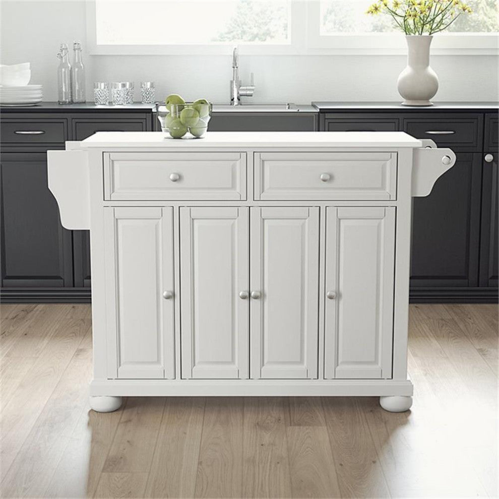 Crosley Furniture Alexandria Wood Granite Top Kitchen Island in White