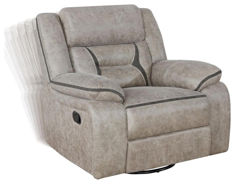 Coaster Greer Faux Leather Upholstered Tufted Back Glider Recliner Taupe