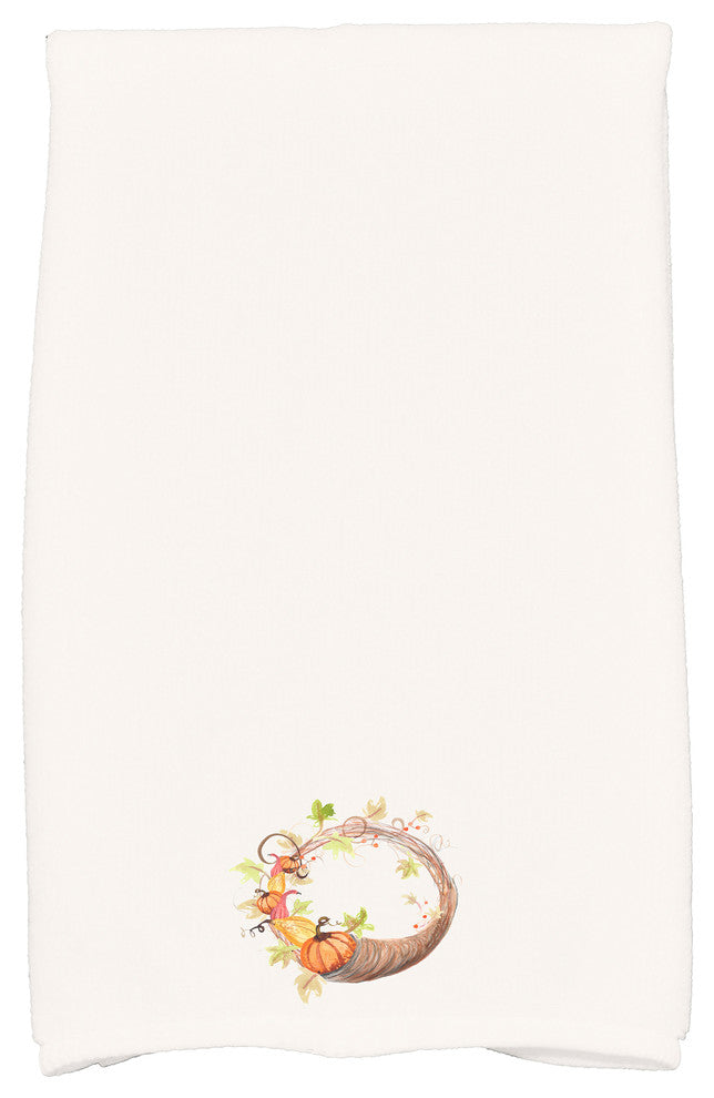 Cornicopia Wreath 18"x30" Cream Fall Print Hand Towel
