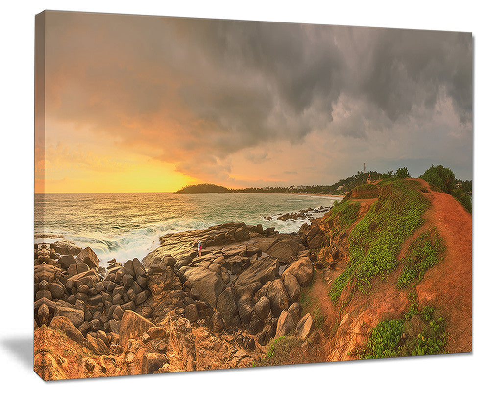 "Rocky Romantic Sri Lanka Beach" Oversized Beach Wall Art, 20"x12"