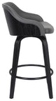 Alec Black Brush Wood Finish & Gray Faux Leather Bar Stool, Barstool