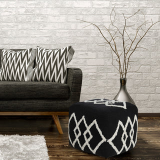 Textured Overlapping Diamonds Pouf Ottoman