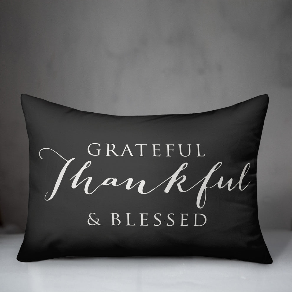 Grateful Thankful Blessed Outdoor Lumbar Pillow