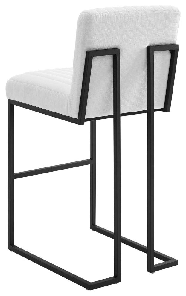 Tufted Bar Stool Chair Barstool, Fabric, Metal, White, Modern, Bar Pub Bistro