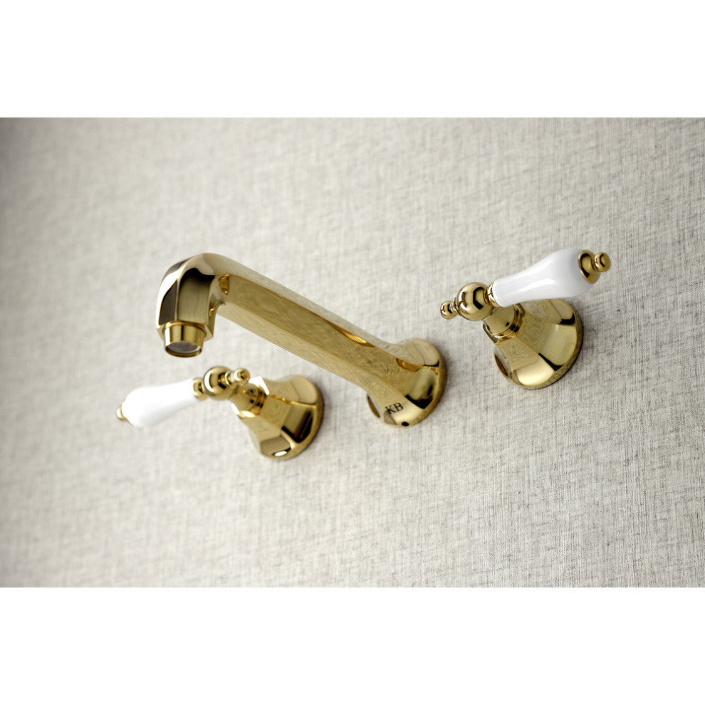 KS4022PL 2-Handle Wall Mount Tub Faucet, Polished Brass