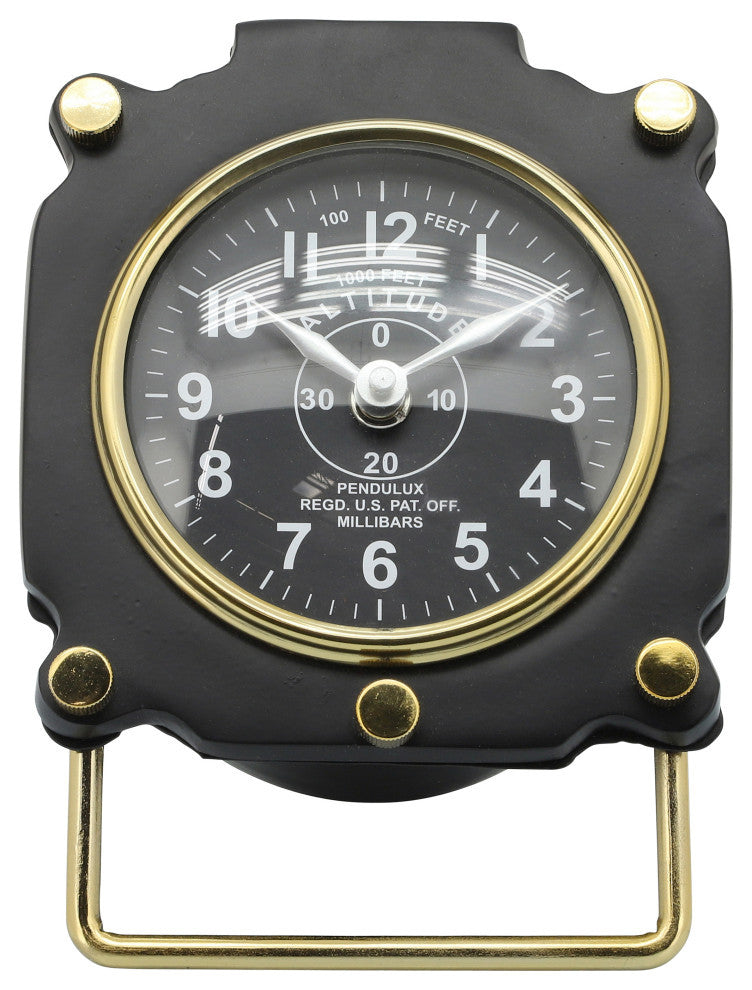 Metal, 5" Altimeter Table Clock, Black