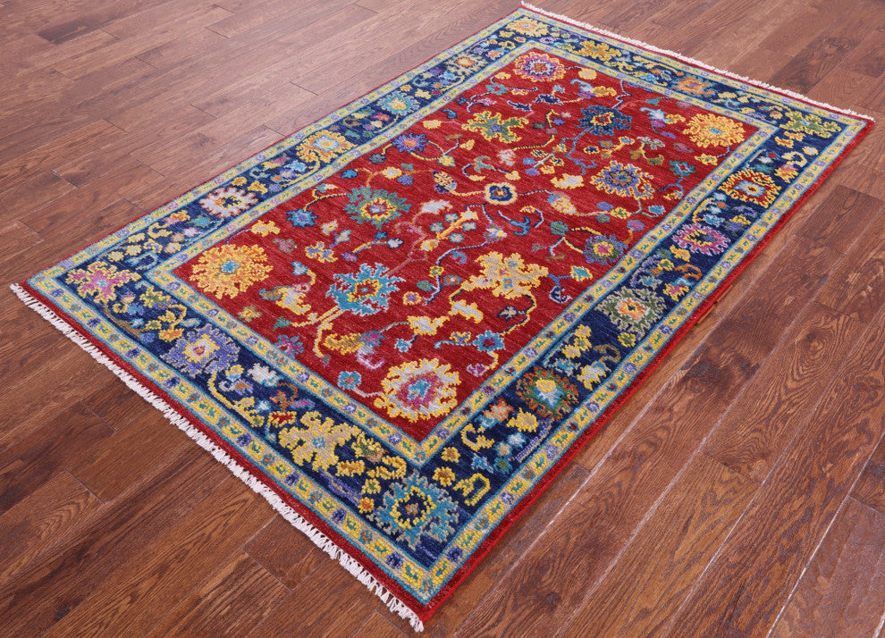 Turkish Oushak Handmade Wool Rug 4' 1" X 6' 5" - Q15930