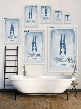 "Laundry Room 24 Hours" Framed Painting Print, 24x36