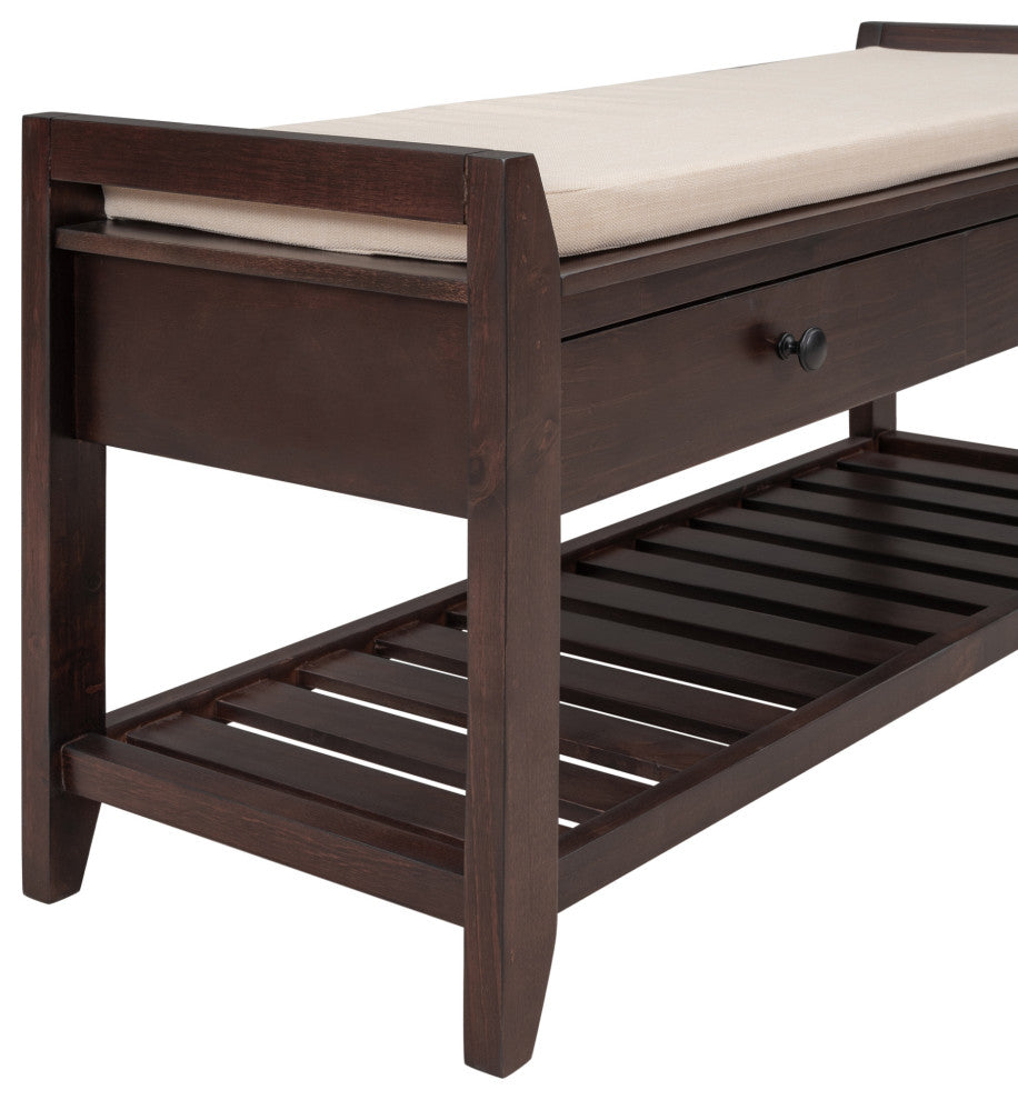 TATEUS 39" Entryway Storage Bench With Shoe Rack and Cushioned Seat, Espresso