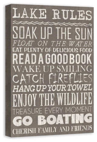 Lake Rules Gray Wall Art, 20"x30"