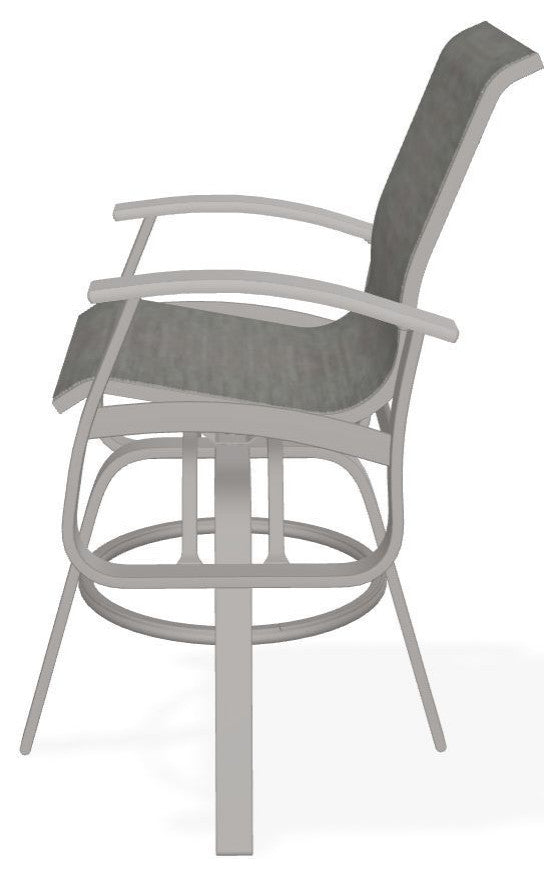 Belle Isle Sling Bar Height Outdoor Swivel Armchair, Sicily/Warm Gray