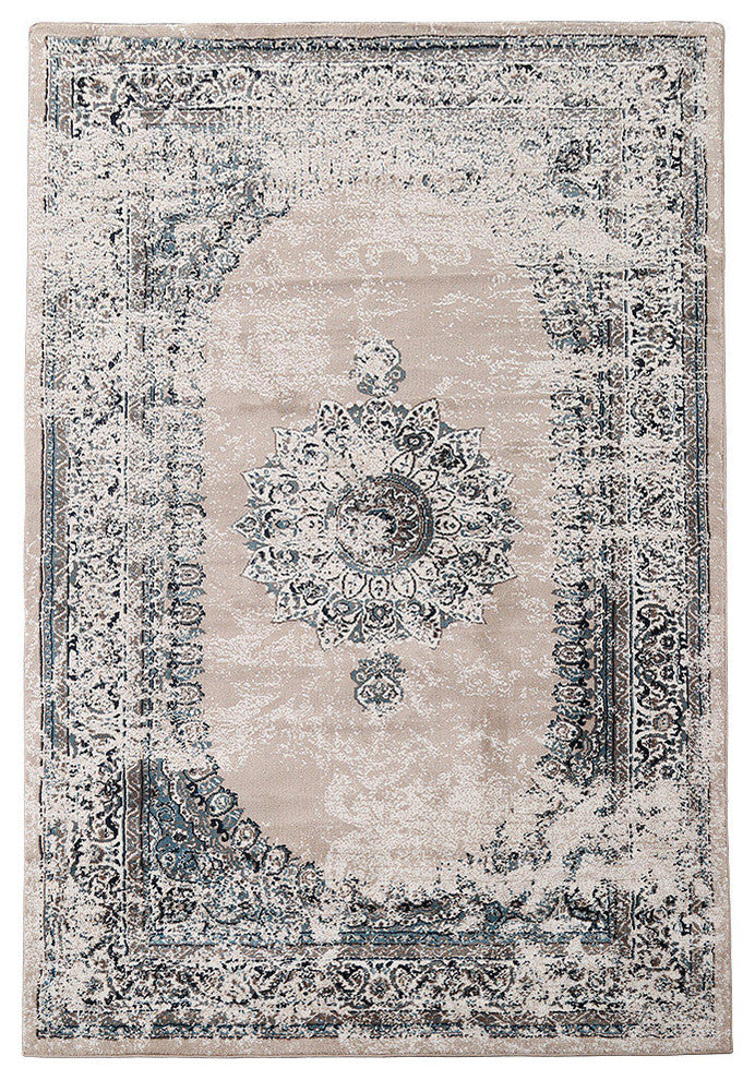LNC Distressed Area Rug Medallion Indoor Vintage Abstract Non Slip Rugs, 6'5 X 9