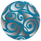 Angie Collection Modern High-Low Pile Swirled Round 6' x 6' Turquoise Area Rug