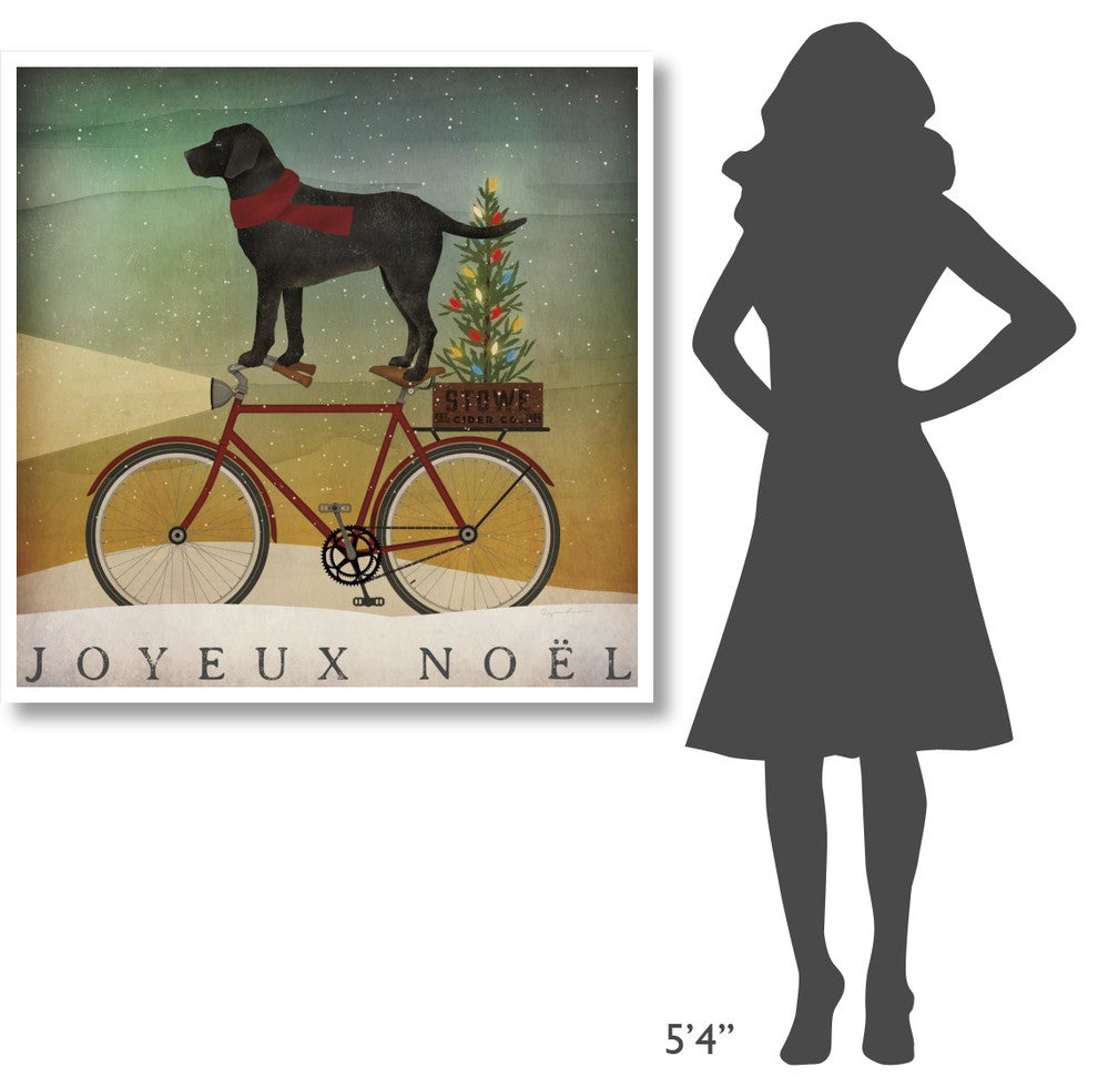 "Black Lab on Bike Christmas" Digital Paper Print by Ryan Fowler, 42"x42"