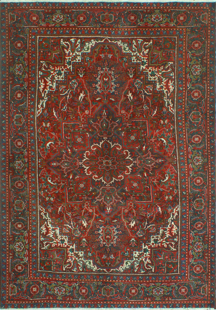 Vintage Heriz NursuLight a Red/Navy Rug, 6'11x9'11