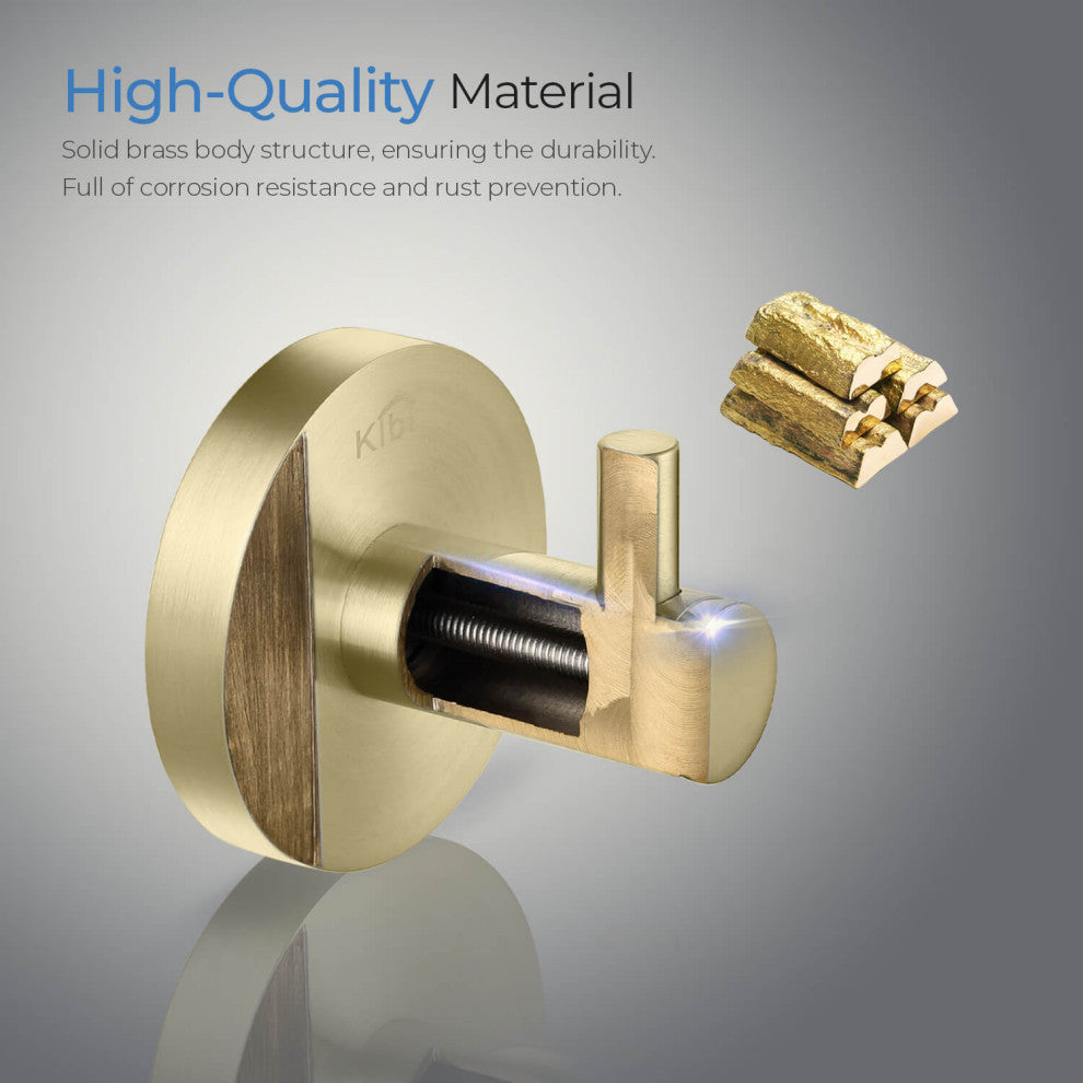 Circular Bathroom Robe Hook KBA1401, Brush Gold
