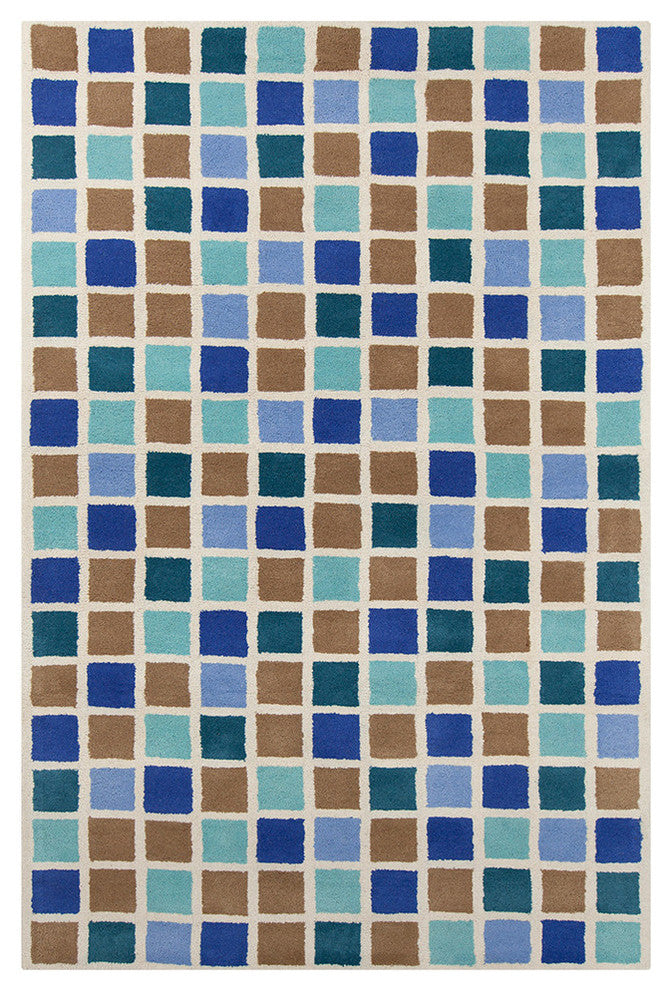 Allie Geometric Squares Contemporary Area Rug