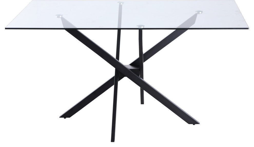 Xander Dining Table, Matte Black Legs, Rectangular Top