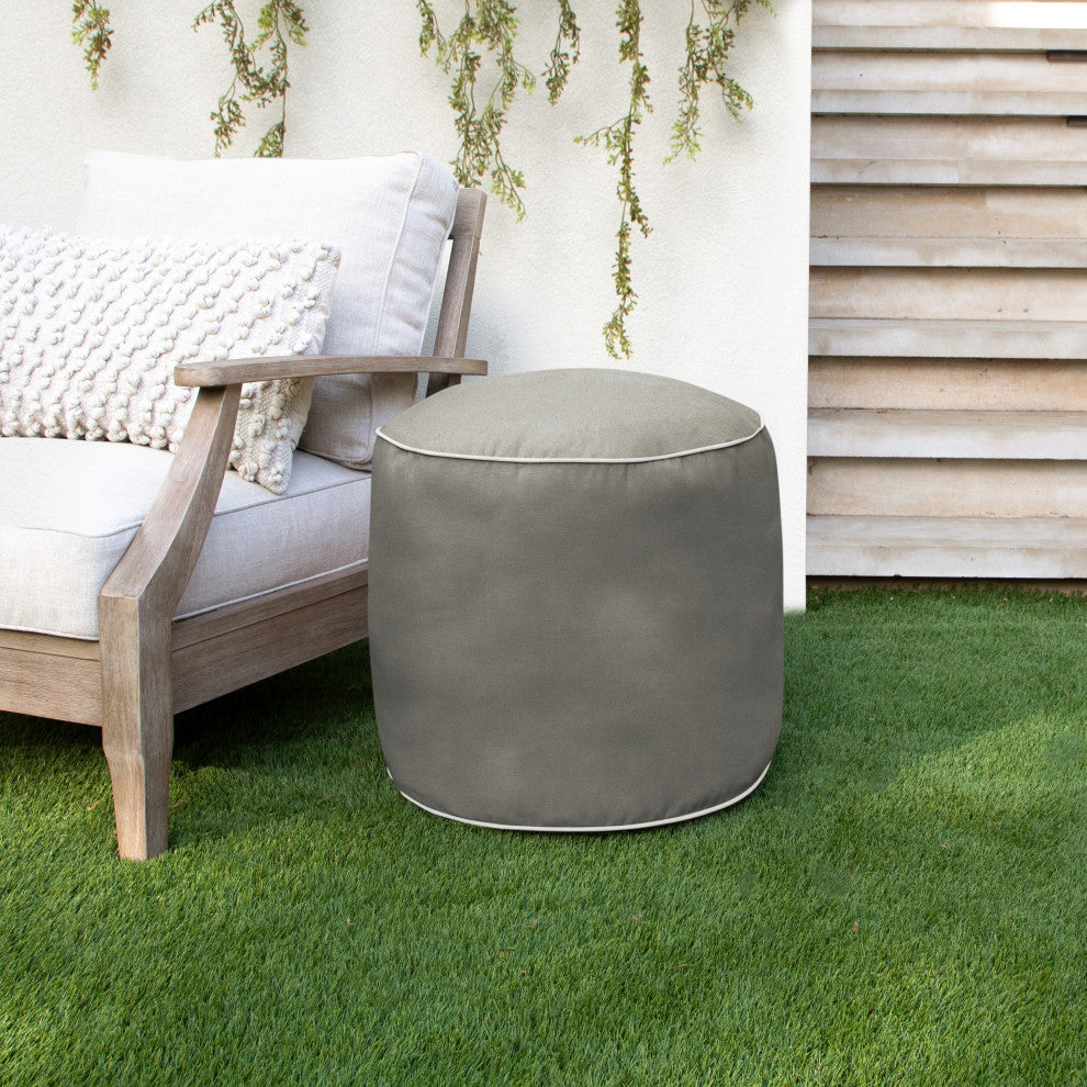 Mozaic Home Canvas Indoor/Outdoor Round Bean Pouf, Canvas Charcoal, 20"x20"x18"