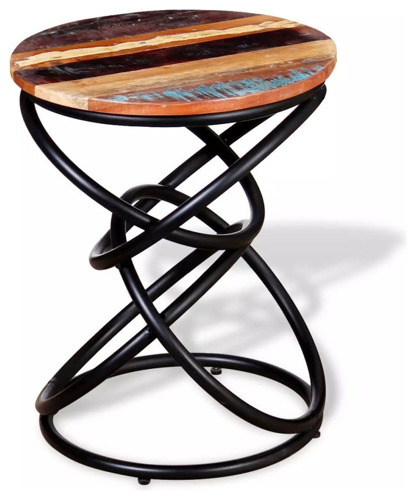 vidaXL End Table Round Coffee Table Wooden Side Table Solid Wood Reclaimed