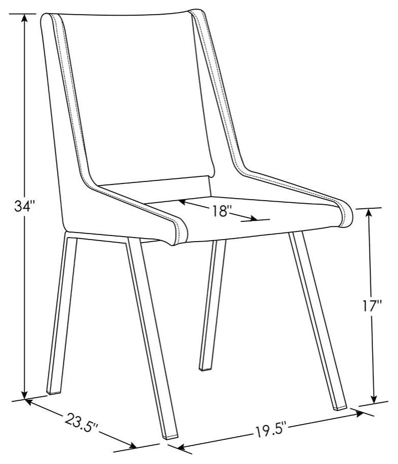 Modern Fiore Dining Chair in Black Leatherette and Chrome