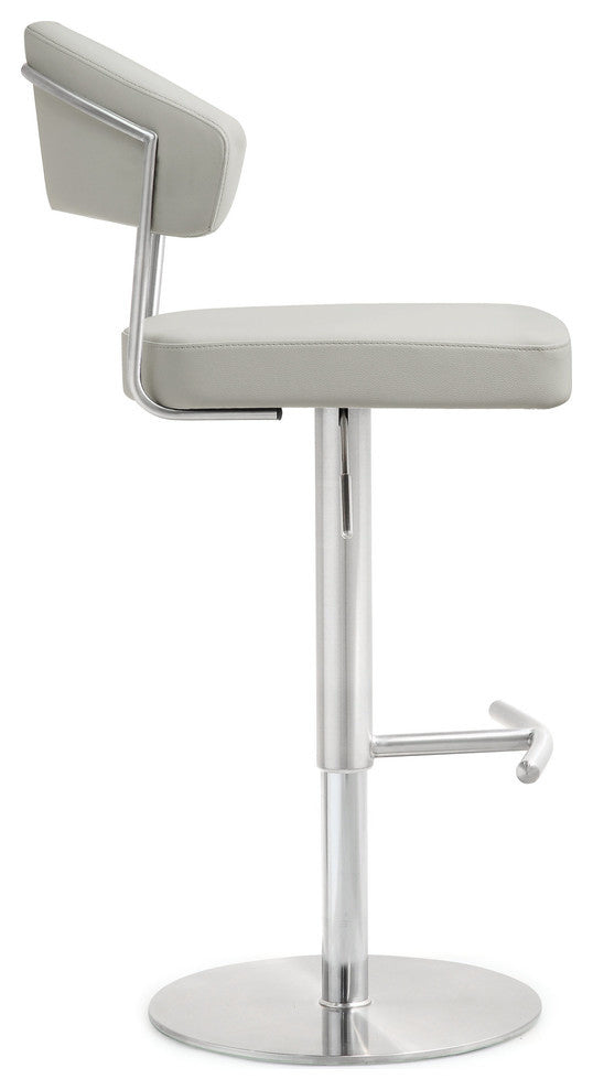 TOV Furniture Cosmo Light Grey Stainless Steel Barstool