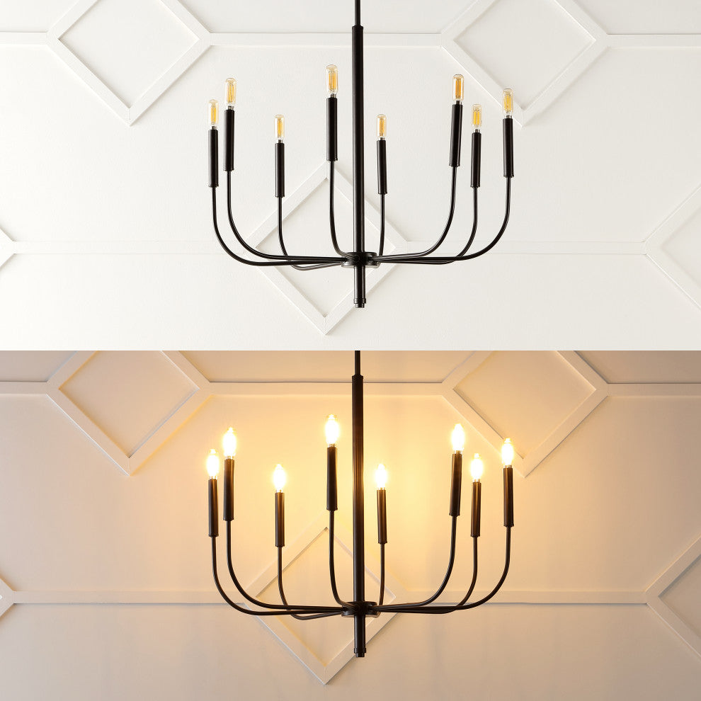 Amoros 27.25" 8-Light Modern Mid-Century Iron LED Chandelier, Oil Rubbed Bronze