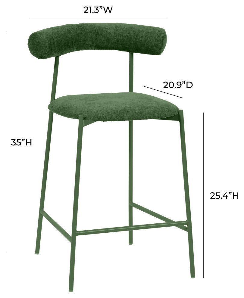 Liliana Velvet Stool, Green, Counter