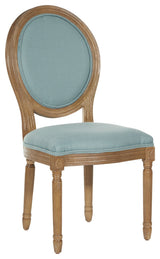 Lillian Oval Back Chair, Klein Sea Fabric With Brushed Frame