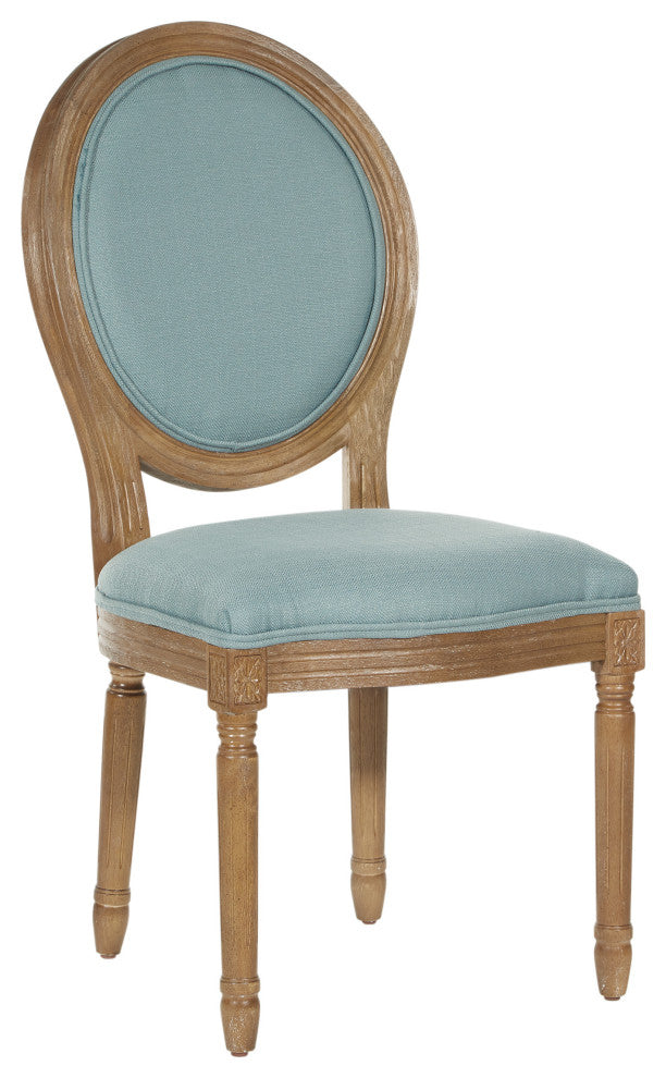 Lillian Oval Back Chair, Klein Sea Fabric With Brushed Frame