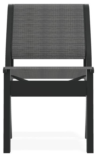 Leeward Sling Stackable Outdoor Dining Chair, Destiny Steel/Graphite