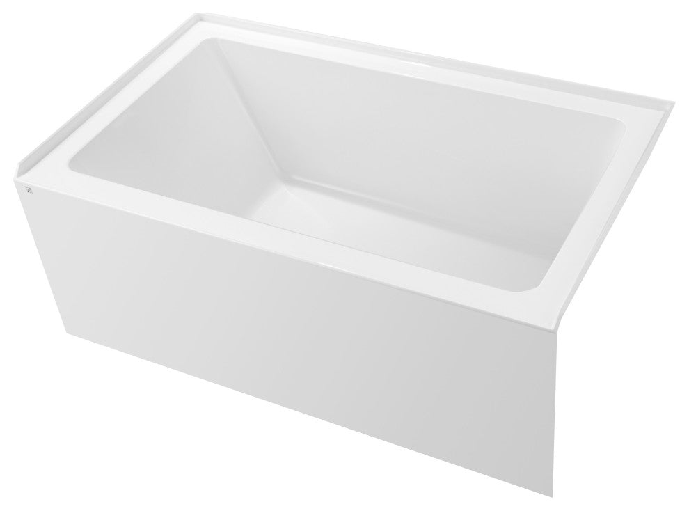 Vanity Art Alcove Soaking Acrylic Bathtub, Pure White, 54"x32", Right