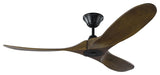 52 Inch Propeller Ceiling Fan Remote Control (3-Blade)-Matte Black Finish-Dark