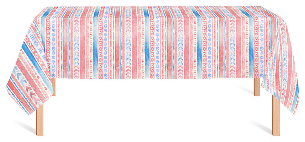 Patriotic Watercolor Folksy Pattern 58 x 102 Tablecloth