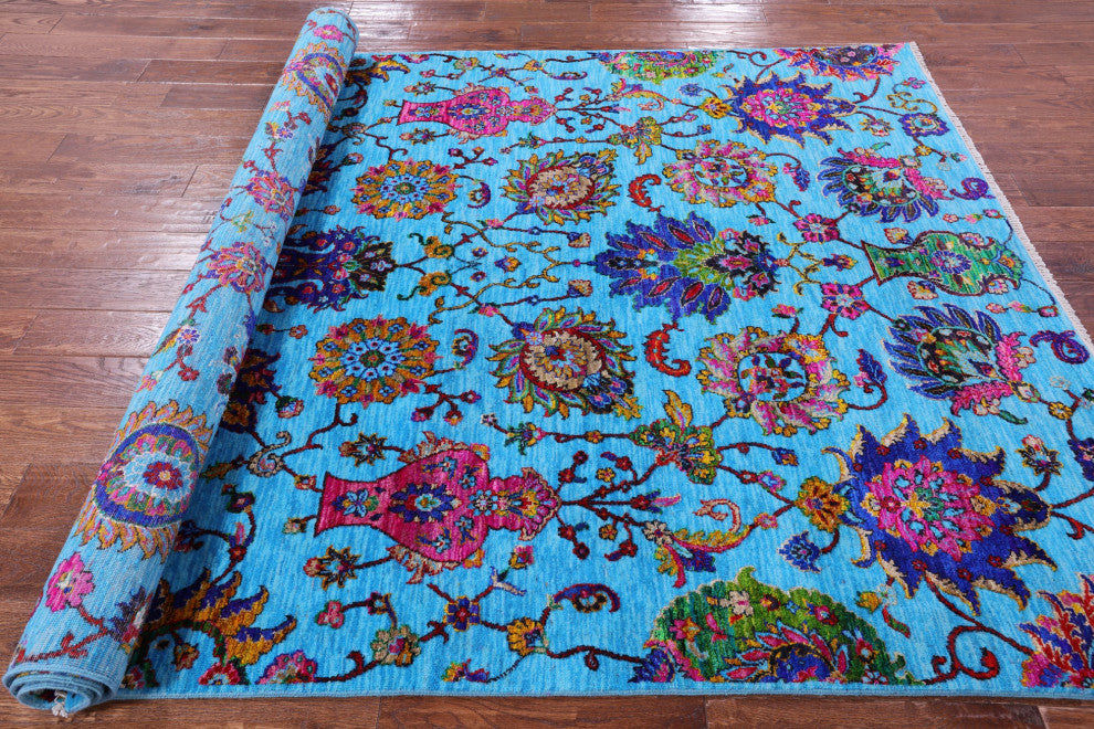 Persian Wool & Silk Handmade Rug 6' 2" X 9' 1" - Q13494