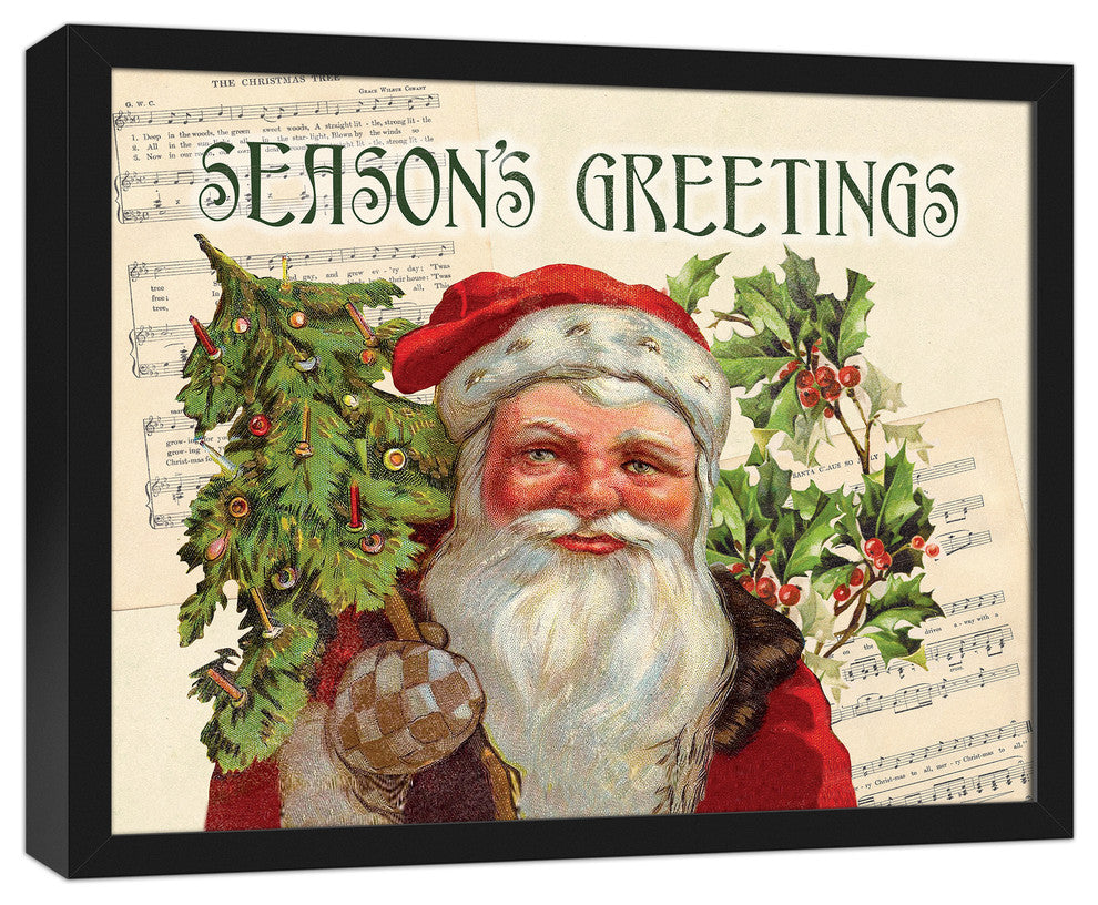 Vintage Santa 16x20 Black Framed Canvas