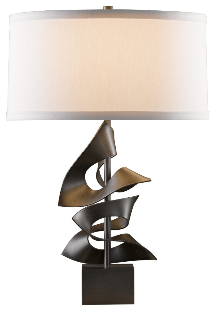 Gallery Twofold Table Lamp, Dark Smoke Finish, Natural Anna Shade