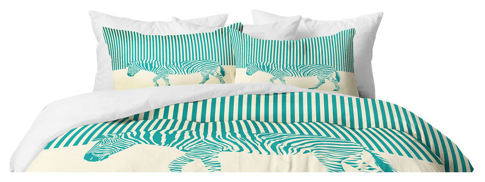 Deny Designs The Red Wolf The Zebra Duvet Cover Set