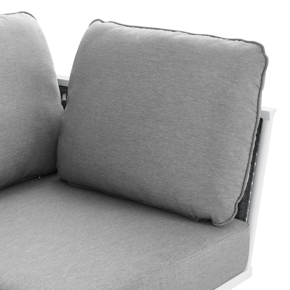 Lounge Corner Chair, White Gray, Aluminum, Modern, Outdoor Hospitality