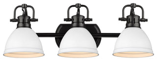 Duncan 3-Light Bath Vanity, Matte Black With Matte White Shades