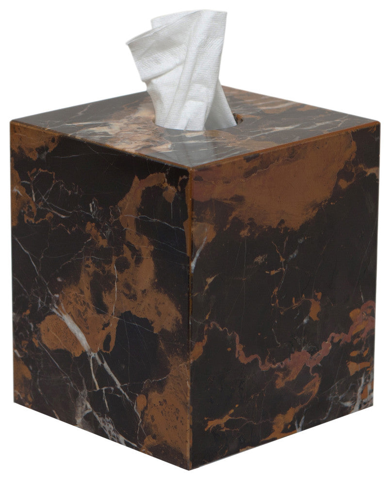 Myrtus Collection Black and Gold Marble Tissue Box Holder
