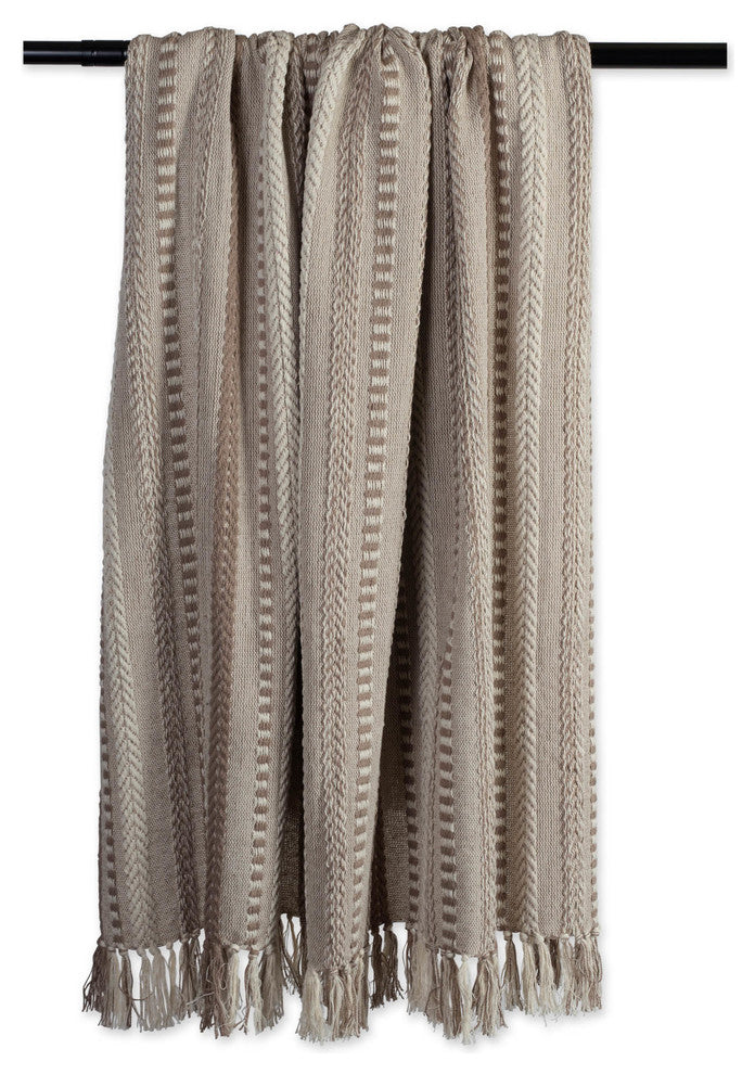 Stone Braided Stripe Throw