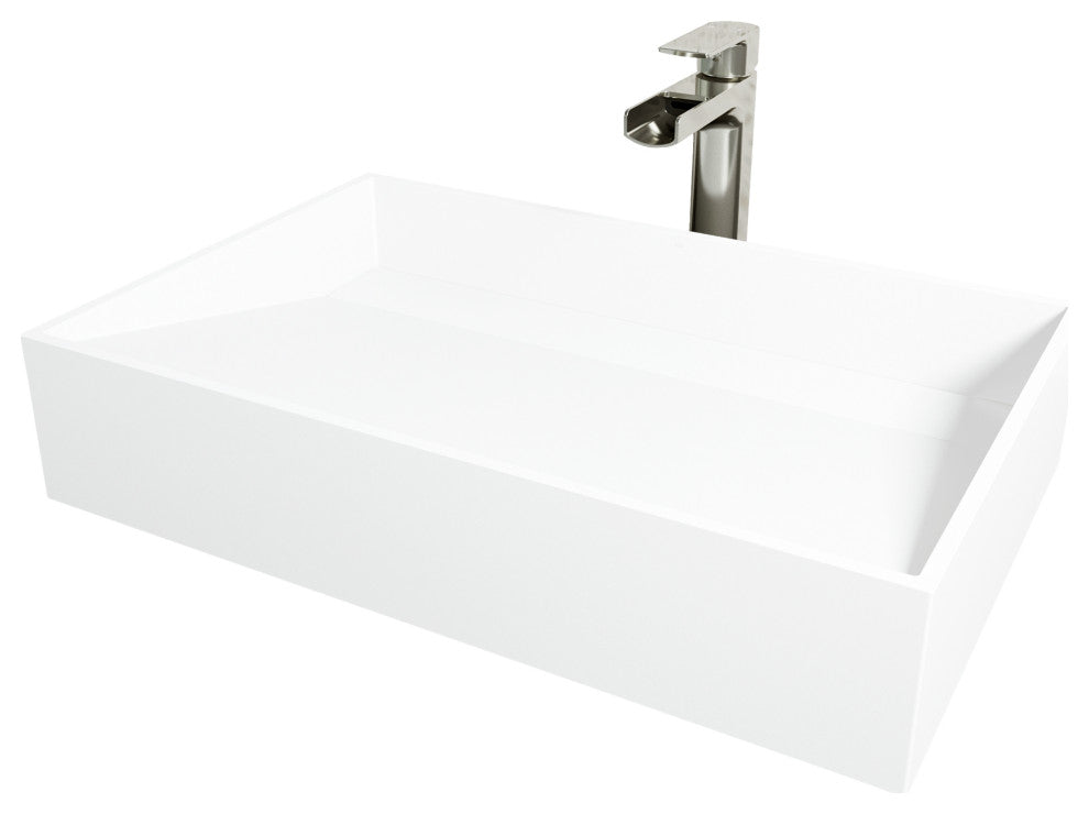 Starr 23"L x 15"W MatteStone Vessel Sink and Amada 10"H Faucet Set