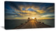 "Wooden Bridge Under Dramatic Sky" Sea Pier and Bridge Wall Art Canvas, 40"x20"