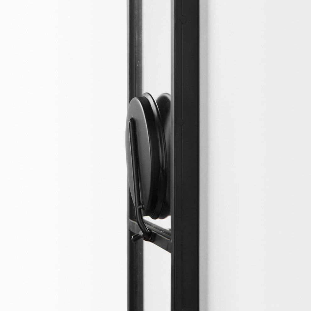 Evianna 7Lx7Wx25H Mirrored WithBlack Metal Frame Wall Candle Holder