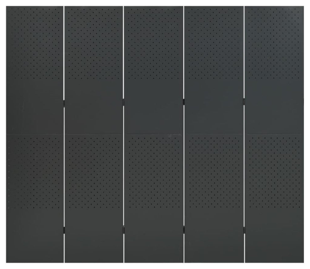 vidaXL Room Divider 5 Panel Freestanding Folding Privacy Screen Anthracite Steel