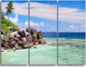 "Beautiful Seychelles Rocky Coast" Metal Wall Art, 3 Panels, 36"x28"